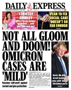 Daily Express – ‘Omicron cases are MILD’