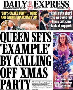 Daily Express – ‘Queen sets example by calling off Xmas party’