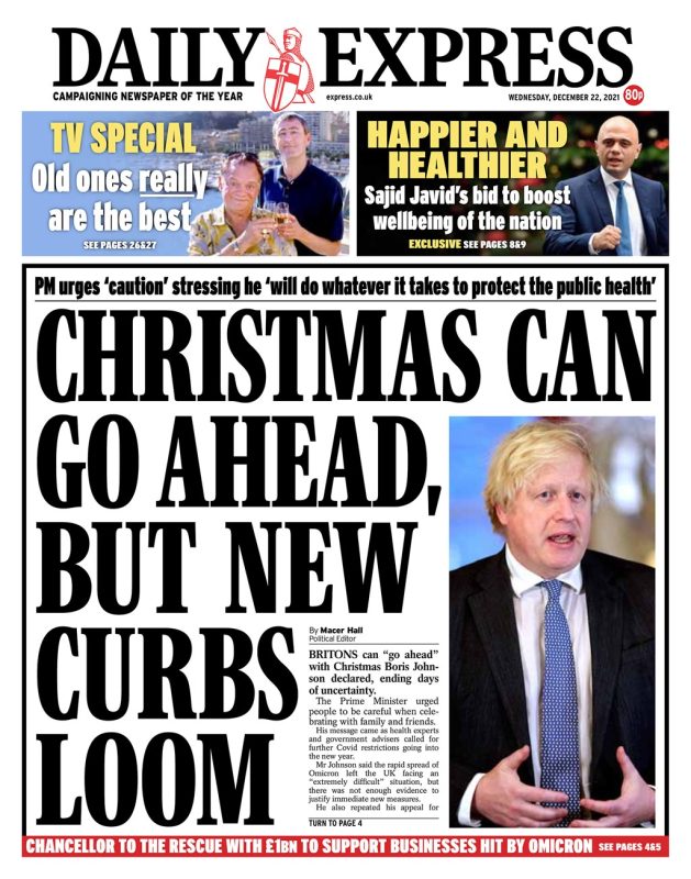 Daily Express - ‘Christmas can go ahead, but new curbs loom’