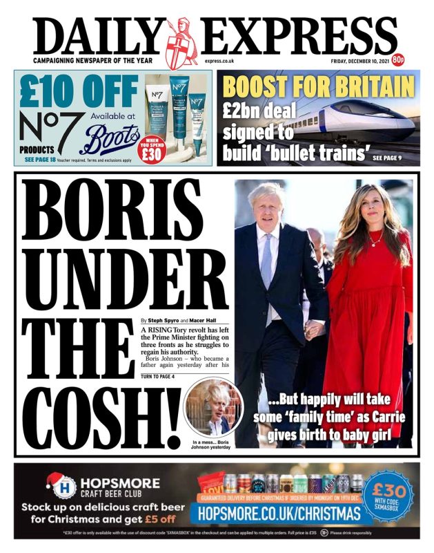 Daily Express - ‘Boris under the cosh’