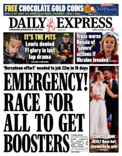 Daily Express – ‘Emergency race for all to get boosters’