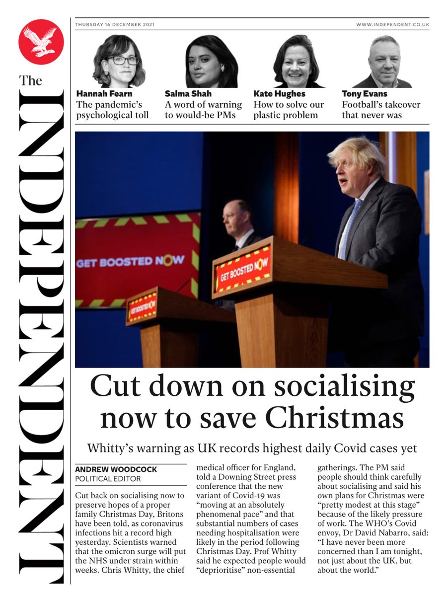 The Independent - ‘Cut down on socialising now to save Christmas’