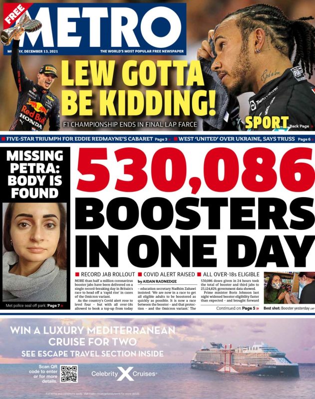Metro - ‘530,086 boosters in one day’