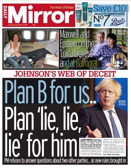 Daily Mirror - ‘Plan B for us, Plan lie, lie, lie for him’