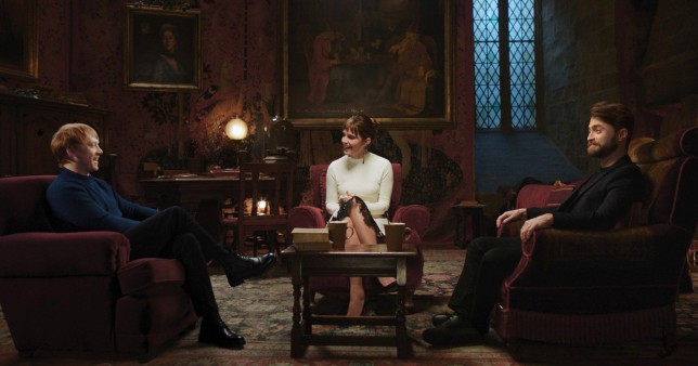 First look at Harry Potter reunion shows Daniel Radcliffe, Emma Watson and Rupert Grint back together in the Gryffindor common room