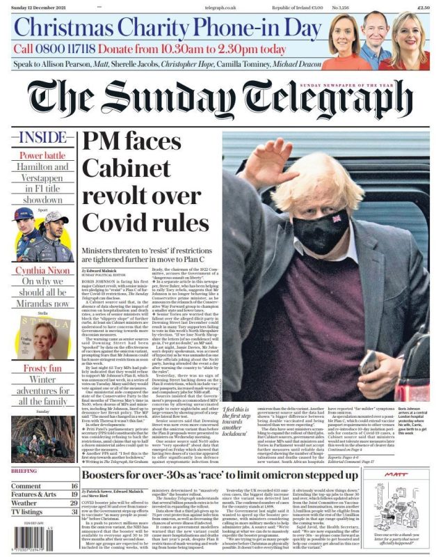 Sunday Papers - ‘New PM Xmas scandal’ & ‘Cabinet revolt’