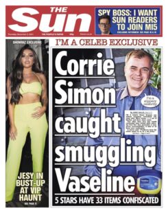 The Sun – ‘Corrie Simon caught smuggling vaseline’