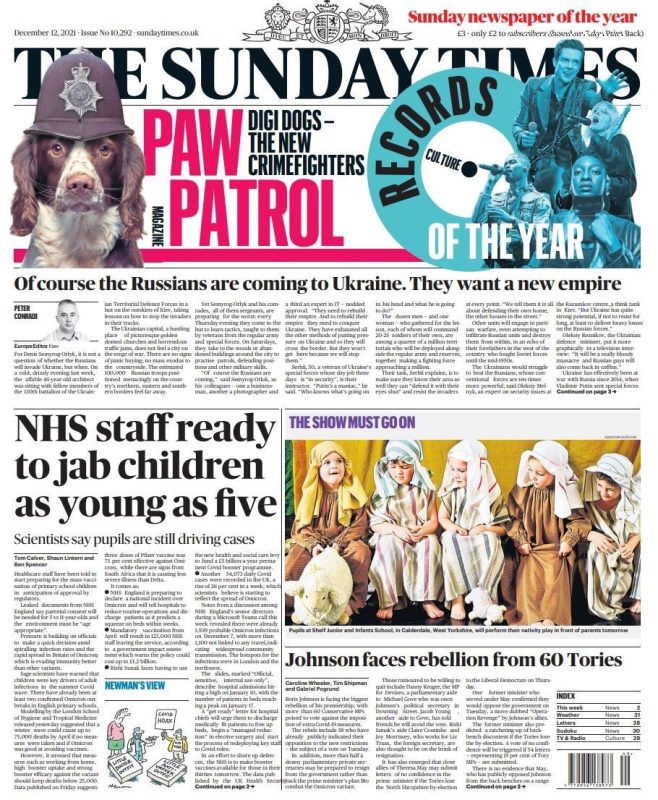 Sunday Papers - ‘New PM Xmas scandal’ & ‘Cabinet revolt’