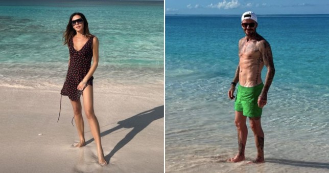 David and Victoria Beckham glowing and sun-kissed as they frolic on beach holiday