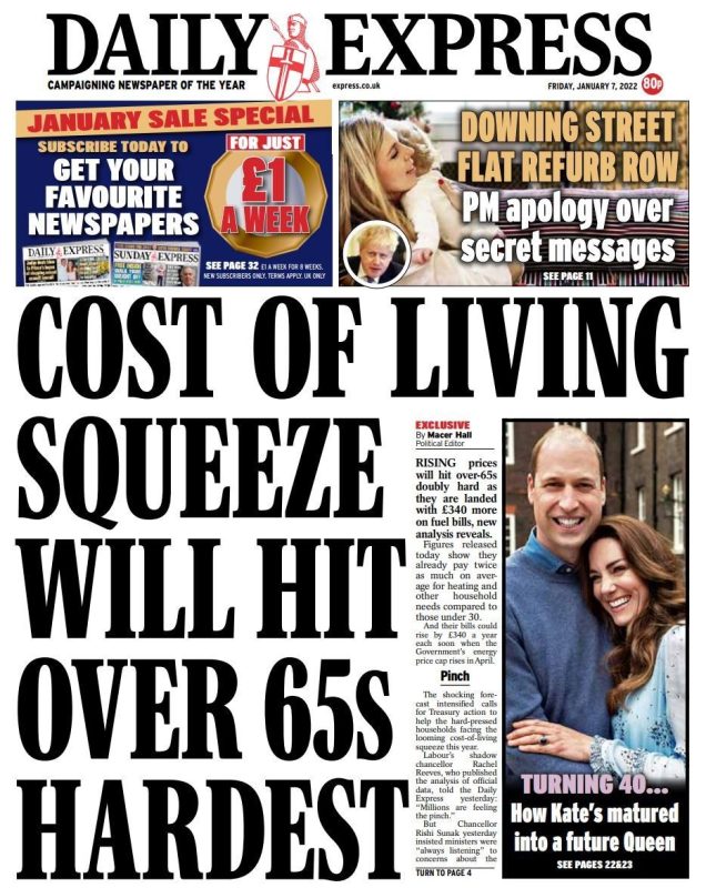 Daily Express - Cost of living squeeze will hit over-65s hardest