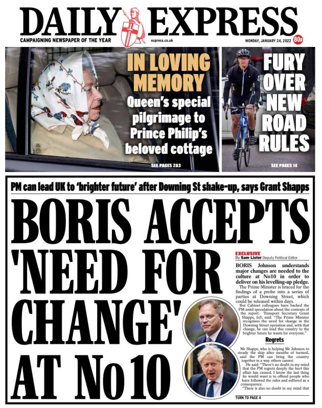 Daily Express - Boris accepts ‘need for change at No 10’