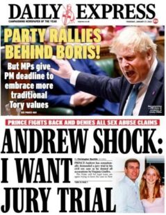 Daily Express – Andrew shock – I want a jury trial