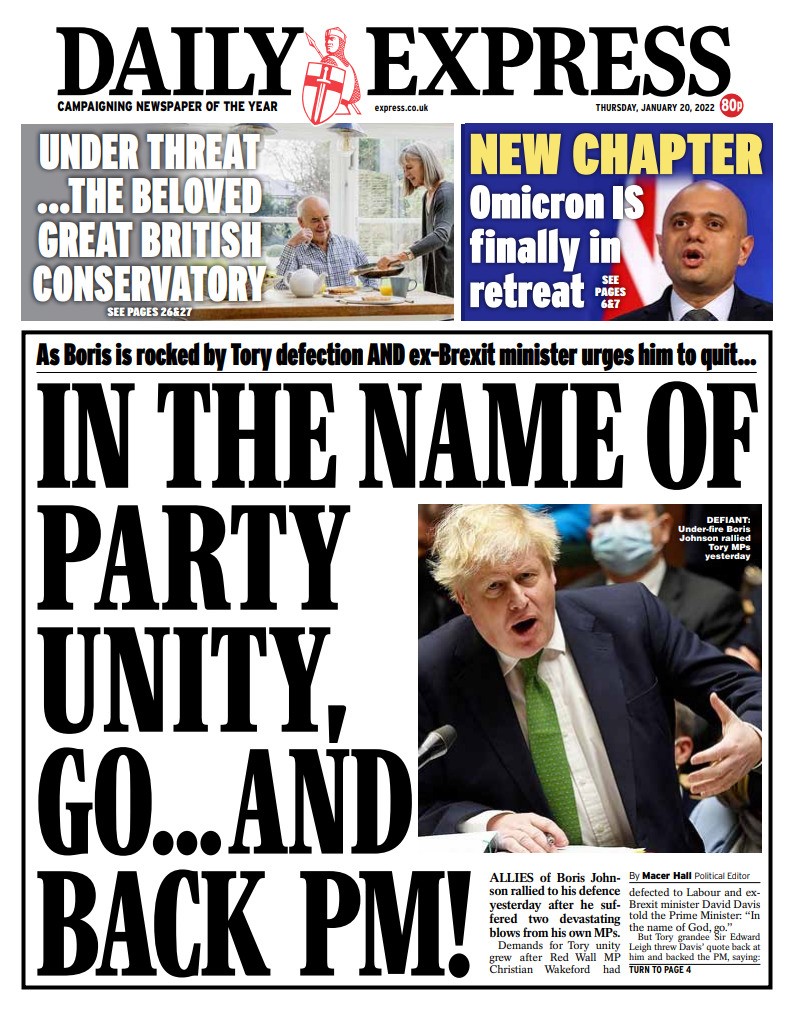 Daily Express - In name of party unity, go … and back PM