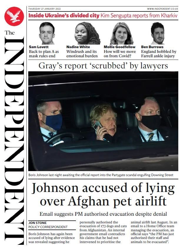 The Independent - PM accused of lying over Afghan pet airlift