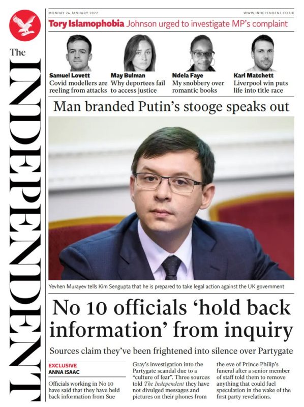 The Independent - No 10 officials ‘hold back information’ from inquiry