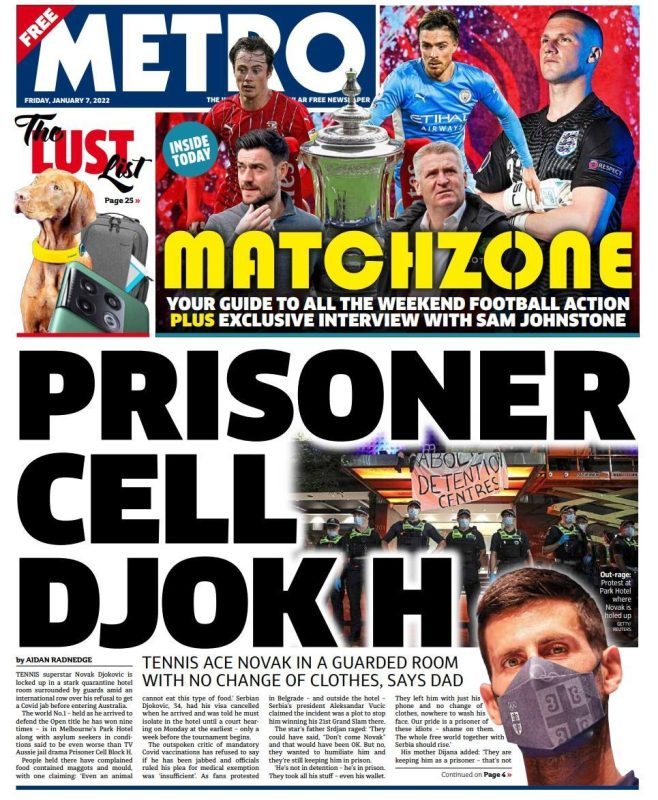 Metro - Prisoner cell Djok H Novak Djokovic’s
