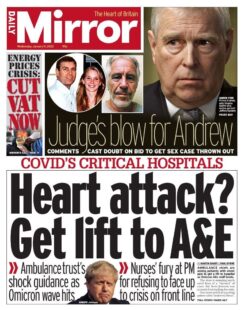 Daily Mirror – Covid’s critical hospitals: heart attack? Get lift to a&e