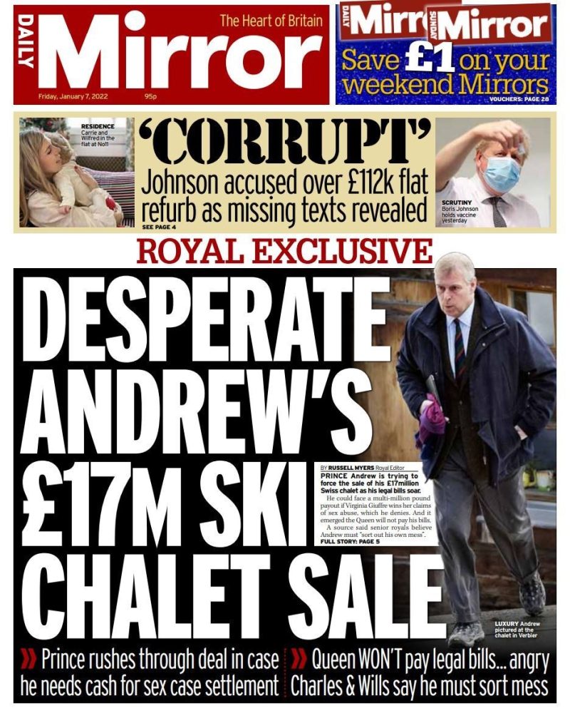 Daily Mirror - Desperate Andrew’s £17m ski chalet