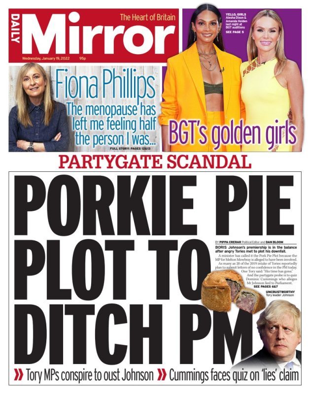 Daily Mirror - Porkie pie plot to ditch PM