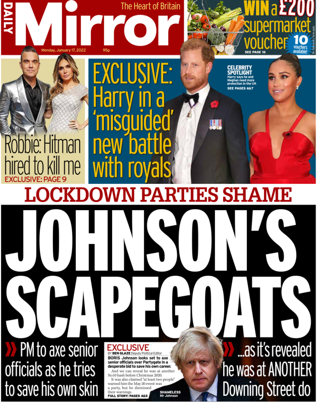 Daily Mirror - Boris Johnson’s scapegoats