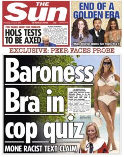 The Sun – Baroness bra in cop quiz