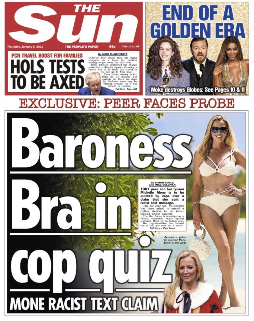 The Sun - Baroness bra in cop quiz