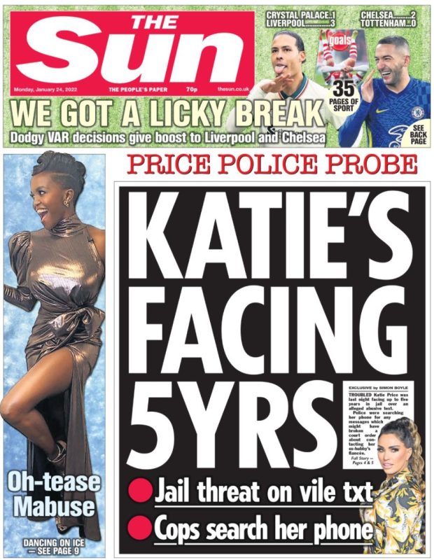 The Sun - Katie Price facing 5 years