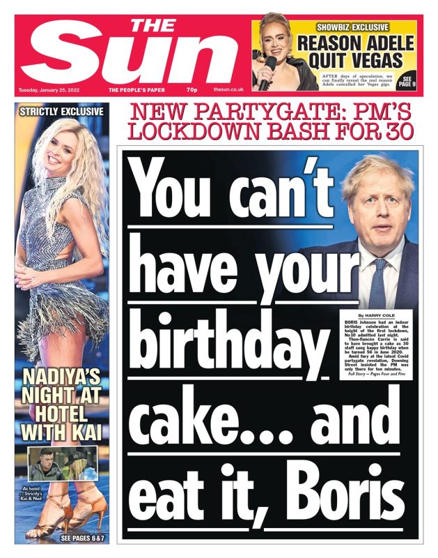 The Sun - You can’t have your birthday cake … and eat it, Boris