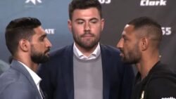 Amir Khan and Kell Brook deny using racist and homophobic language during pre-fight press conference