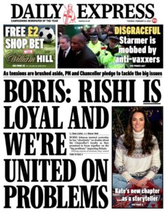 Daily Express -Boris: Rishi is loyal and we’re united on problems