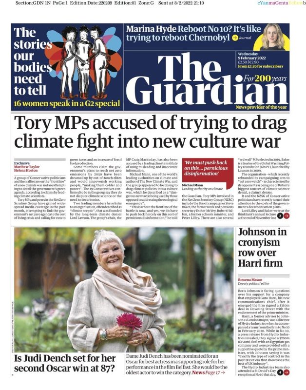 The Guardian - Tory MPs accused of trying to drag climate fight into new culture war