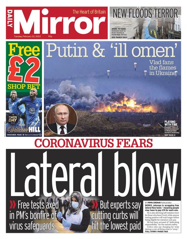 Daily Mirror - Coronavirus fears - Lateral blow