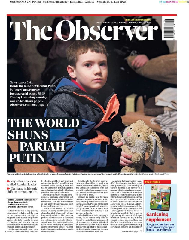 Sunday Papers - Russia Ukraine war Putin