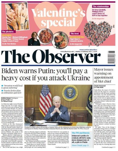 Sunday Papers - Joe Biden urges Putin to pull back troops 