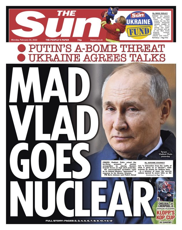 The Sun - Mad Vlad goes nuclear