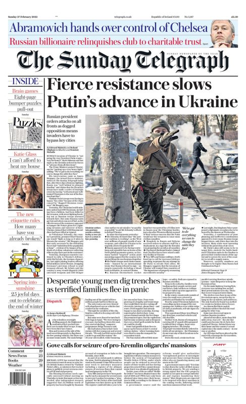 Sunday Papers - Russia Ukraine war Putin