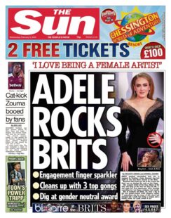 The Sun – Adele rocks Brits – ‘I love being a female artist’