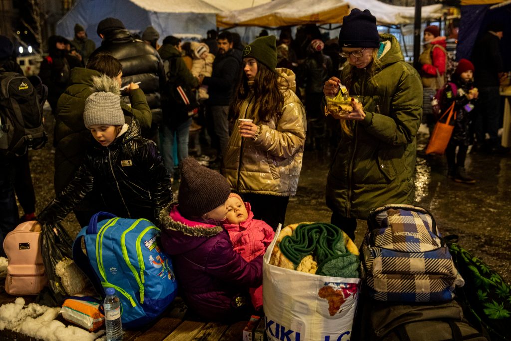 With Russian troops shelling Ukrainian cities, hitting schools, kindergartens and nurseries, hundreds of thousands of people are fleeing to Ukraine’s westerns frontiers.