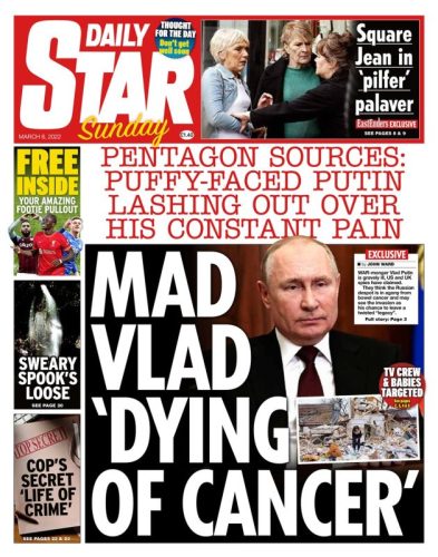 Sunday Papers - ‘Merciless Putin’ violates ceasefire, threats to UK