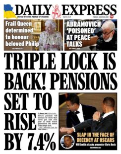 Daily Express – Triple lock is back! Pensions set to rise by 7.4%