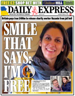 Daily Express -Zaghari-Ratcliffe release: Smile that says it all: I’m free