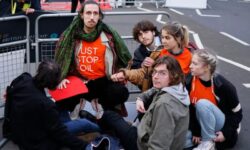 Environmental activists disrupt Bafta red carpet in London
