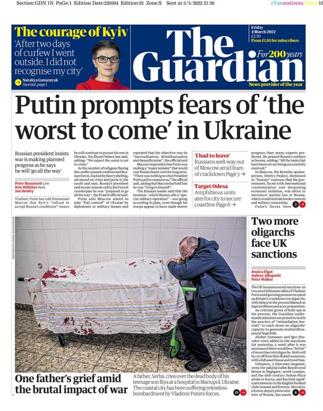 The Guardian - Putin prompts fear od ‘worst to come’ for Ukraine