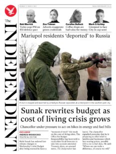 The Independent – Sunak rewrites budget as cost of living crisis grows