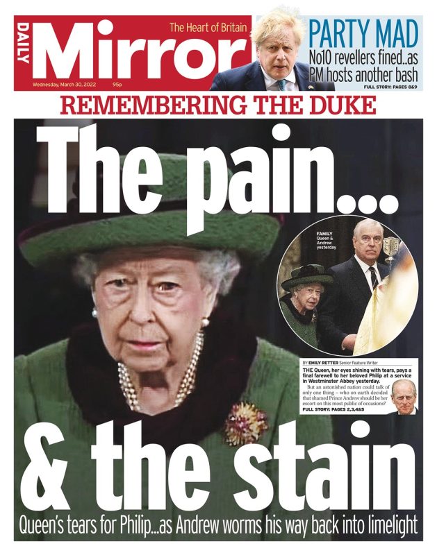 Daily Mirror - Remembering the duke: The pain … and the stain