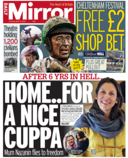 Daily Mirror- After 6 years in hell … Home … for a nice cuppa