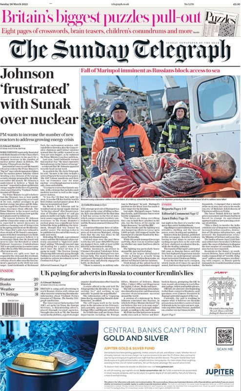 Sunday papers - PM backlash as he compares Ukraine and Brexit - Russia launch missile