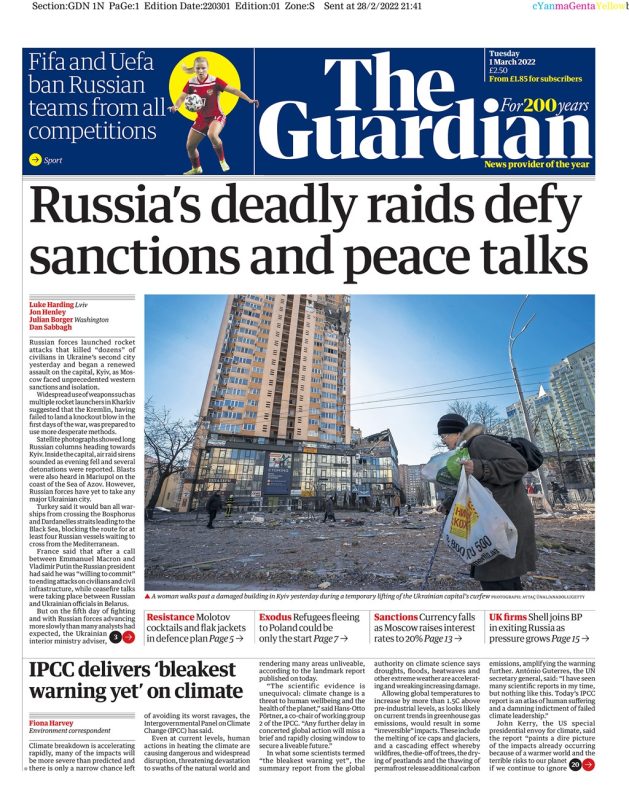 The Guardian - Russia’s deadly raids defy sanctions and peace talks