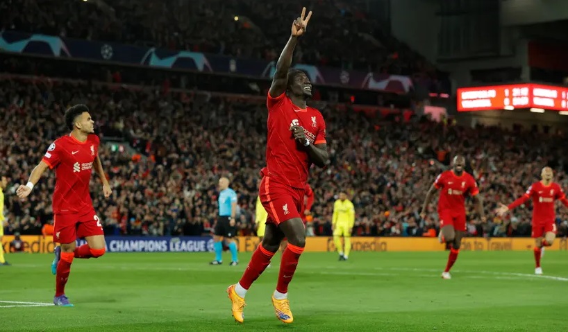Liverpool on the verge of landmark 10th final as Sadio Mané celebrates after scoring Liverpool’s second goal.