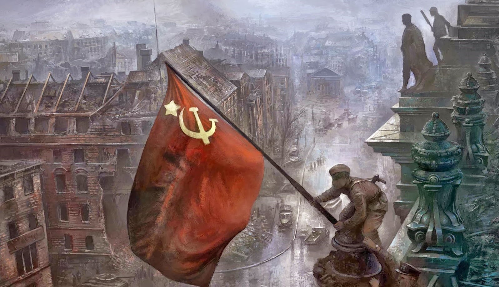 World War II Soviet flag begins to appear across parts of Ukraine